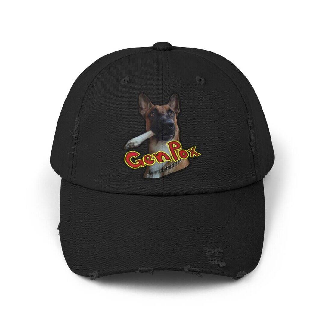 GenPox Dog w Bone Unisex Distressed Cap